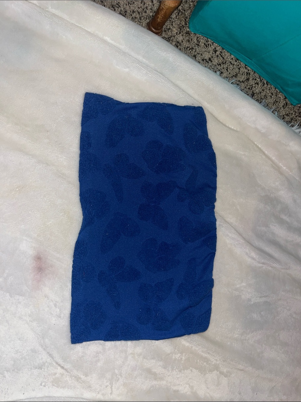 Blue Textured Knit Tube Top